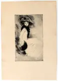 Lino Selvatico, Woman with hat, Drypoint and etching
