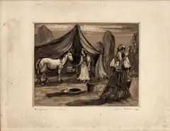 Felice Vellan, Gypsies, 1953, Monotype
