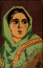 Tile with female portrait decoration by Enea Antonelli, Of Cambellotti inspiration, offered Mar 2025