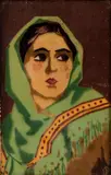 Enea Antonelli, Tile with female portrait decoration, Of Cambellotti inspiration