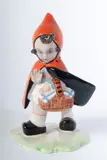 Tarcisio Tosin, Little Red Riding Hood, polychrome ceramic casting sculpture in the round. Signed below and on the back above the base. State of
