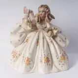 Tiziano Galli, Girl, polychrome ceramic casting sculpture in the round. Signed on the back at the bottom. State of preservation: