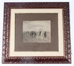Column of soldiers on the march by Adolfo Carlo Barone, 1912, framed, offered Mar 2025