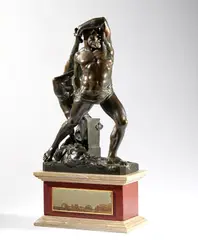 Antonio Canova, Hercules and Lichas, Patinated bronze on wooden base and later village stone;