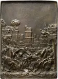 Andrea Riccio, Fighting at the gates of a city, Rectangular bronze plaque