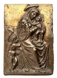 Madonna with Child and St. John the Baptist by Andrea Contucci Sansovino, Bronze plaque with gilded background, offered Mar 2025