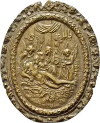 Piety with angels by Arent van Bolten, Oval bronze plaque with light brown patina; mm, offered Mar 2025