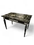 Pogliani Ferdinando, Italian ivory inlaid table, ebonised wood inlaid with elephant ivory (Elephas maximus Linnaeus