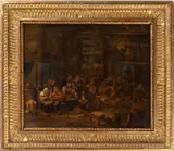 Elisabeth Seldron, Interior of a tavern, oil on canvas applicata on panel