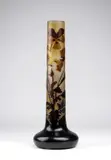 (attribuito a) Émile Gallé, Cylindrical vase, with flattened base