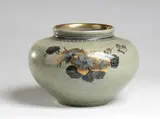 Thorkild Olsen, Royal Copenhagen porcelain vase, 1960, soft green with floral pattern decoration