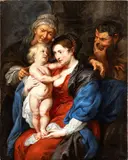 Peter Paul Rubens, The Holy Family with Saint Anne, The painting is a faithful replica of the painting by Peter Paul Rubens now in the Prado Museum in Madrid.