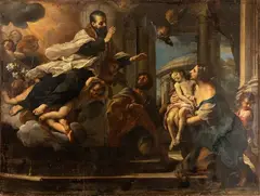 Giuseppe Bartolomeo Chiari, A Saint resurrecting a child, We are grateful to Francesco Petrucci to recognised the painting as the work of Giuseppe Bartolomeo Chiari.