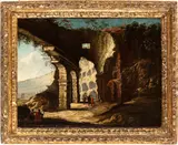 Alessio de Marchis, View of the interior of the Colosseum with figures, The present work is accompanied by the expertise of Andrea Emiliani