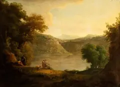 Claude Lorrain, Lake landscape with figures, Oil on canvas