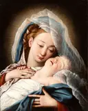 The Virgin with the Sleeping Child by Giovanni Battista Salvi da Sassoferrato, Oil on canvas, offered Feb 2025