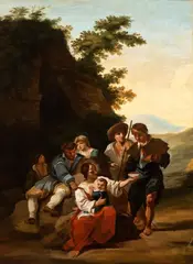 Paolo Monaldi, Stopping of wayfarers, The painting is accompanied by an expertise of Prof. Ferdinando Arisi.