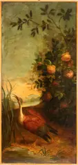 Melchior de Hondecoeter, Landscape with pheasant and rose bush, Oil on canvas