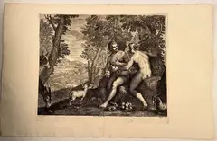 Adamo e Eva, da Carlo Caliari by Cosimo Mogalli, etching and bulino, offered Jan 2025