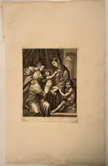 Sacra Famiglia, da Raffaello by Cosimo Mogalli, etching and bulino, offered Jan 2025
