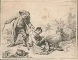 Francesco Londonio, A sleeping shepherdess and a shepherd, 1782, etching