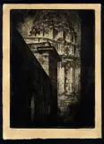 Theodore Brenson, Scorcio con la Cupola di San Pietro - Roma 1920, acquatinta and etching