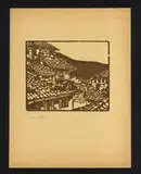 Luigi Ciani, Paese Calabro, xilografia stampata in marrone ;