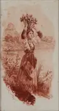 Luigi Olivetti, Donna con un cesto di frutta, etching ad inchiostro rosso
