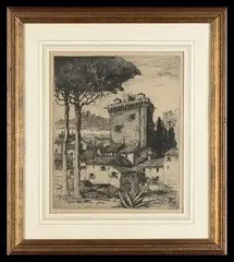John McGrath, Fortezza di San Andrea, Villenueve, Avignon, etching con tracce di puntasecca