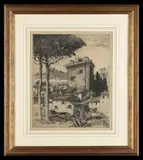 John McGrath, Fortezza di San Andrea, Villenueve, Avignon, etching con tracce di puntasecca