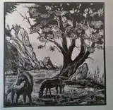 Remo Branca, Paesaggio sardo con cavalli, 1973, Xilografia