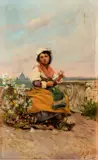 Augusto Alberici, Florist with roman landscape