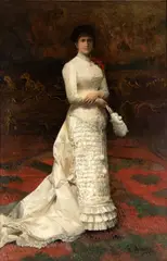 Gustavo Simoni, Female portrait in elegant dress, 1800