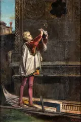 Paggio che riceve i fiori by Tranquillo Cremona, 1853, offered Dec 2024