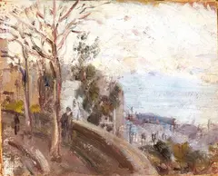 Via Tasso in Naples by Pietro Scoppetta, On the back authentication by artist's sister Rosa Scoppetta, offered Dec 2024