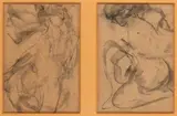Antonio Mancini, Lot of two female figures drawings, One of the drawings signed lower right on the back: A. Mancini