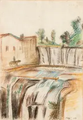 Landscape with waterfall, Isola Farnese by Ferruccio Ferrazzi, 1939, offered Dec 2024
