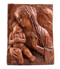 Alceo Dossena, Maternity, 1930, Engraved signature upper right: Alceo Dossena