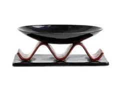 Guido Andlovitz, Black and red riser - Laveno, On the back a label by Soc. Ceramiche Italiane Laveno