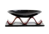 Guido Andlovitz, Black and red riser - Laveno, On the back a label by Soc. Ceramiche Italiane Laveno