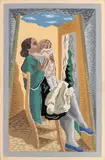 Gino Severini, Epilogue, Sixteenth pochoir for Fleurs et masques; on the back stamp by Galleria d'arte Vinciana in Milan