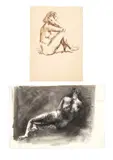Alberto Ziveri, Lot of two nude drawings