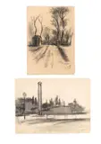 Alberto Ziveri, Lot of two landscape drawings