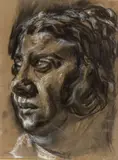 Emilio Vedova, Maria Vedova portrait, Charcoal and chalk on paper