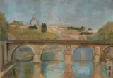 Carlo Socrate, View of Ponte Sisto and San Peter church in Rome, 1954