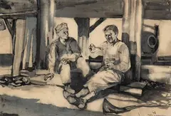 Alberto Sughi, Bricklayers at midday, 1952