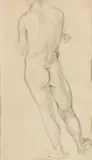 Mirko Basaldella, Study for a male nude from behind, There is an ink sketch on the back