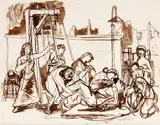 Mirko Basaldella, La deposizione, On the back: Mirko Basaldella signature and statement of authenticity by Afro Basaldella dated