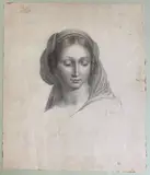 Carlo Della Porta, Study for the Face of the Madonna, Pencil and sanguine on wove paper