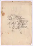 Francesco Coghetti, Flying Cherubs, Pencil on wove paper